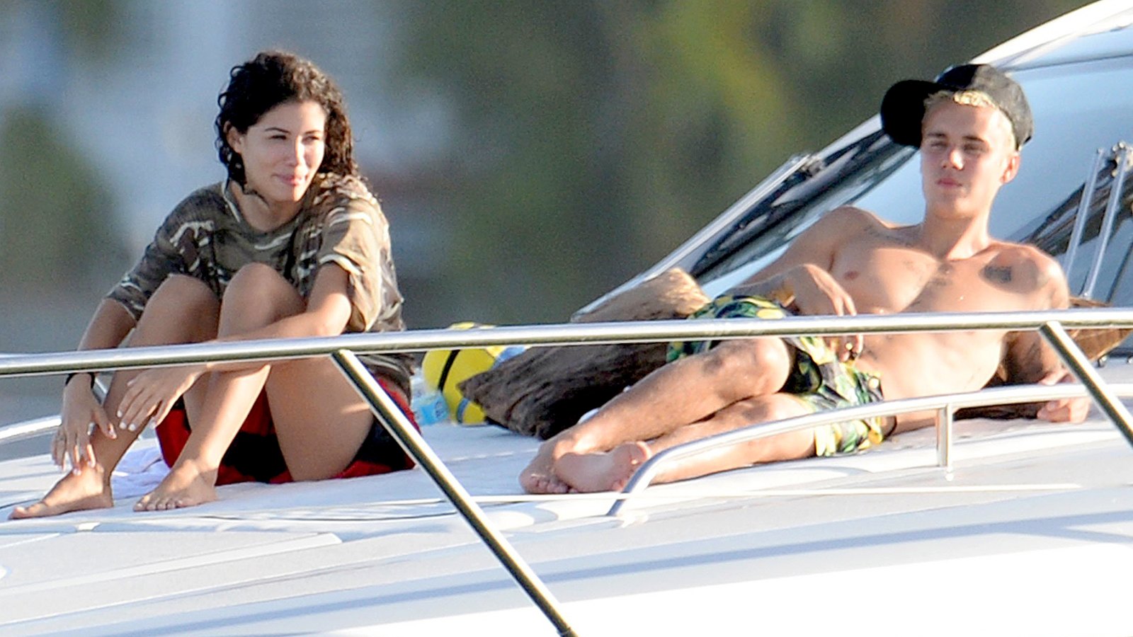 Justin Bieber is seen with model Alexandra Rodriguez as he spends the day on his yacht in Miami, Florida on July 5, 2016.