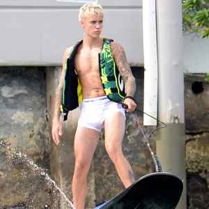 Justin Bieber is seen spending his downtime from his Purpose World Tour on his yacht in Miami, Florida on July 3, 2016.