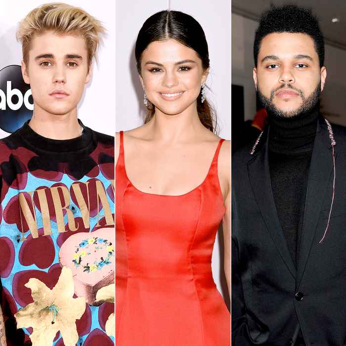 Justin Bieber, Selena Gomez, and The Weeknd