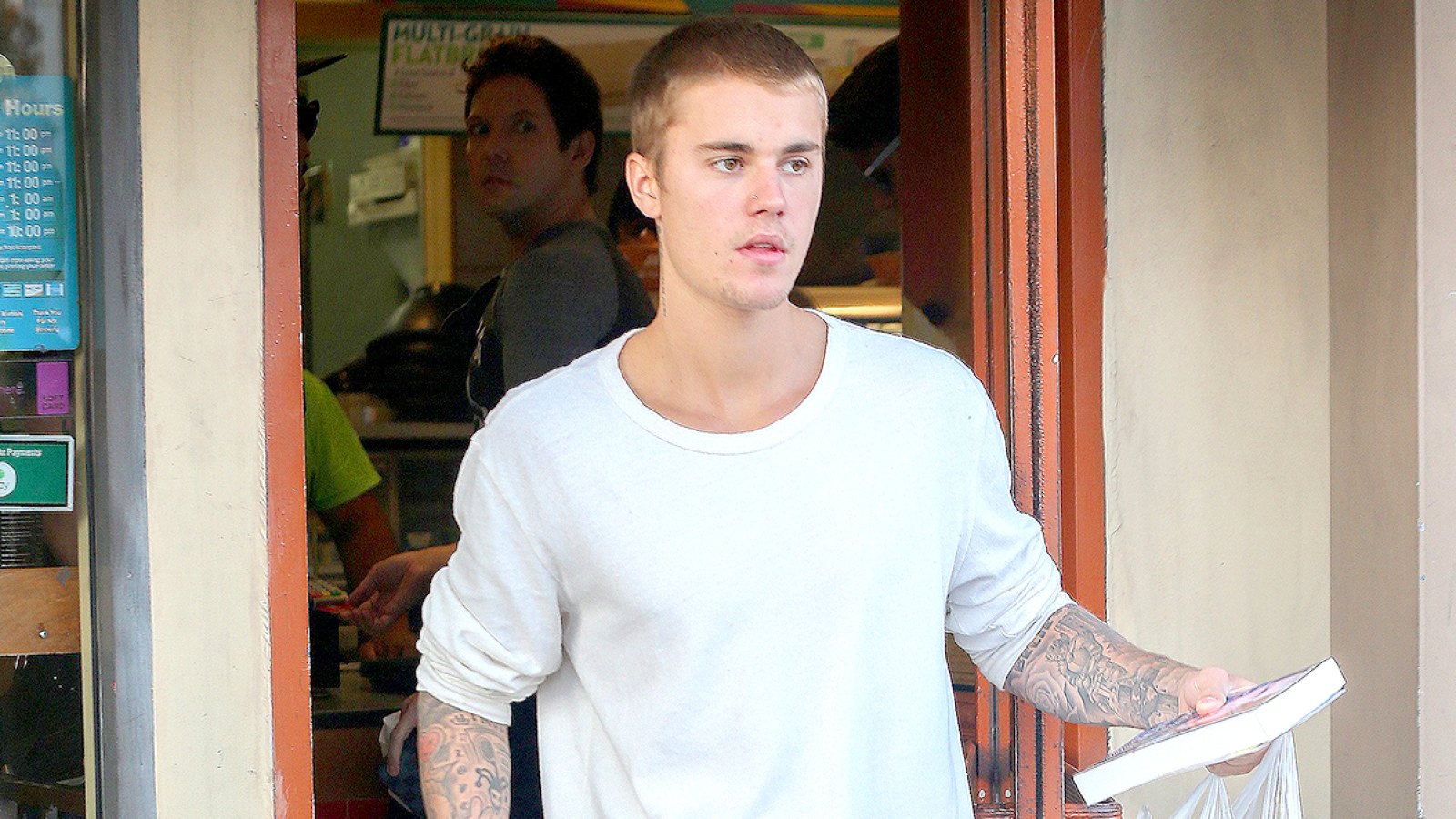 Justin Bieber stopped by Subway in West Hollywood to grab a couple of sandwiches for himself and Sofia Richie.