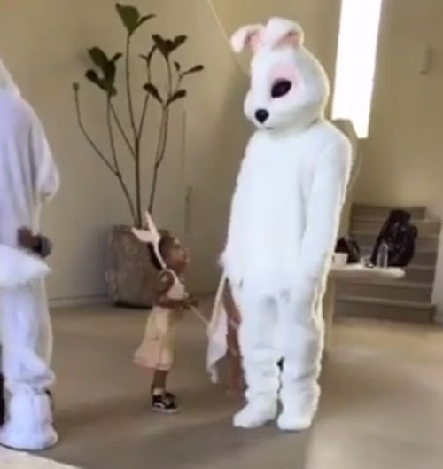 Kanye West dresses up as an Easter bunny with daughter North West