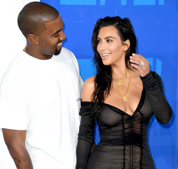 Kim Kardashian and Kanye West arrive for the 2016 MTV Video Music Awards.