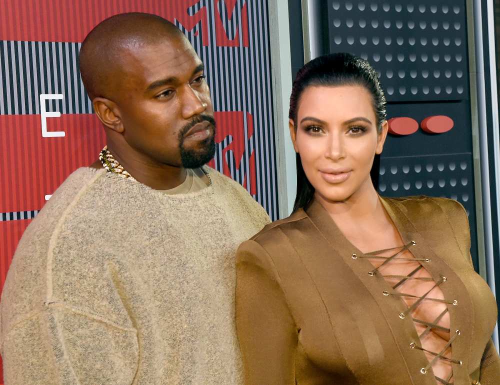 Kayne West and Kim Kardashian attend the 2015 MTV Video Music Awards at Microsoft Theater on August 30, 2015 in Los Angeles, California.