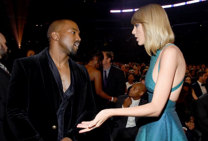 Kanye West and Taylor Swift attend The 57th Annual GRAMMY Awards.