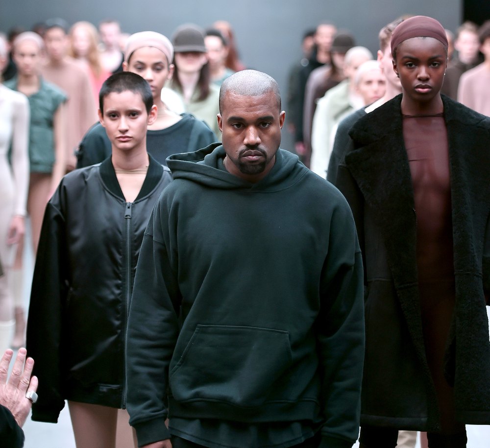 Kanye West on the runway at the adidas Originals x Kanye West YEEZY SEASON 1 fashion show during New York Fashion Week Fall 2015 at Skylight Clarkson Sq on February 12, 2015 in New York City.