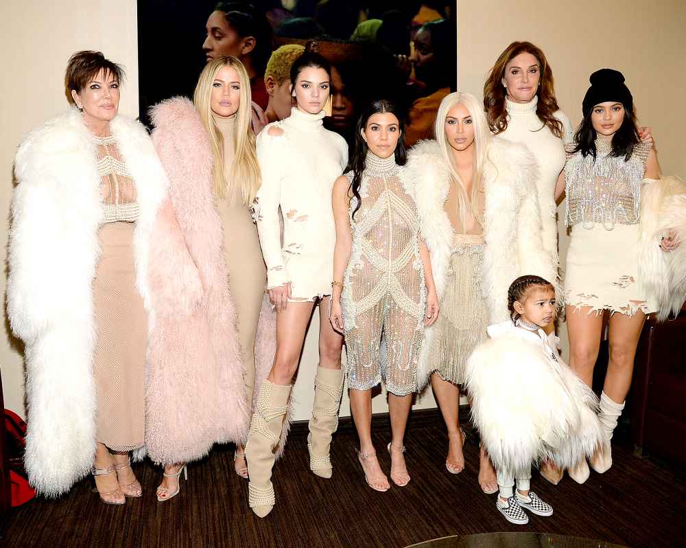 Khloe Kardashian, Kris Jenner, Kendall Jenner, Kourtney Kardashian, Kim Kardashian West, North West, Caitlyn Jenner and Kylie Jenner attend Kanye West Yeezy Season 3 at Madison Square Garden on February 11, 2016 in New York City.