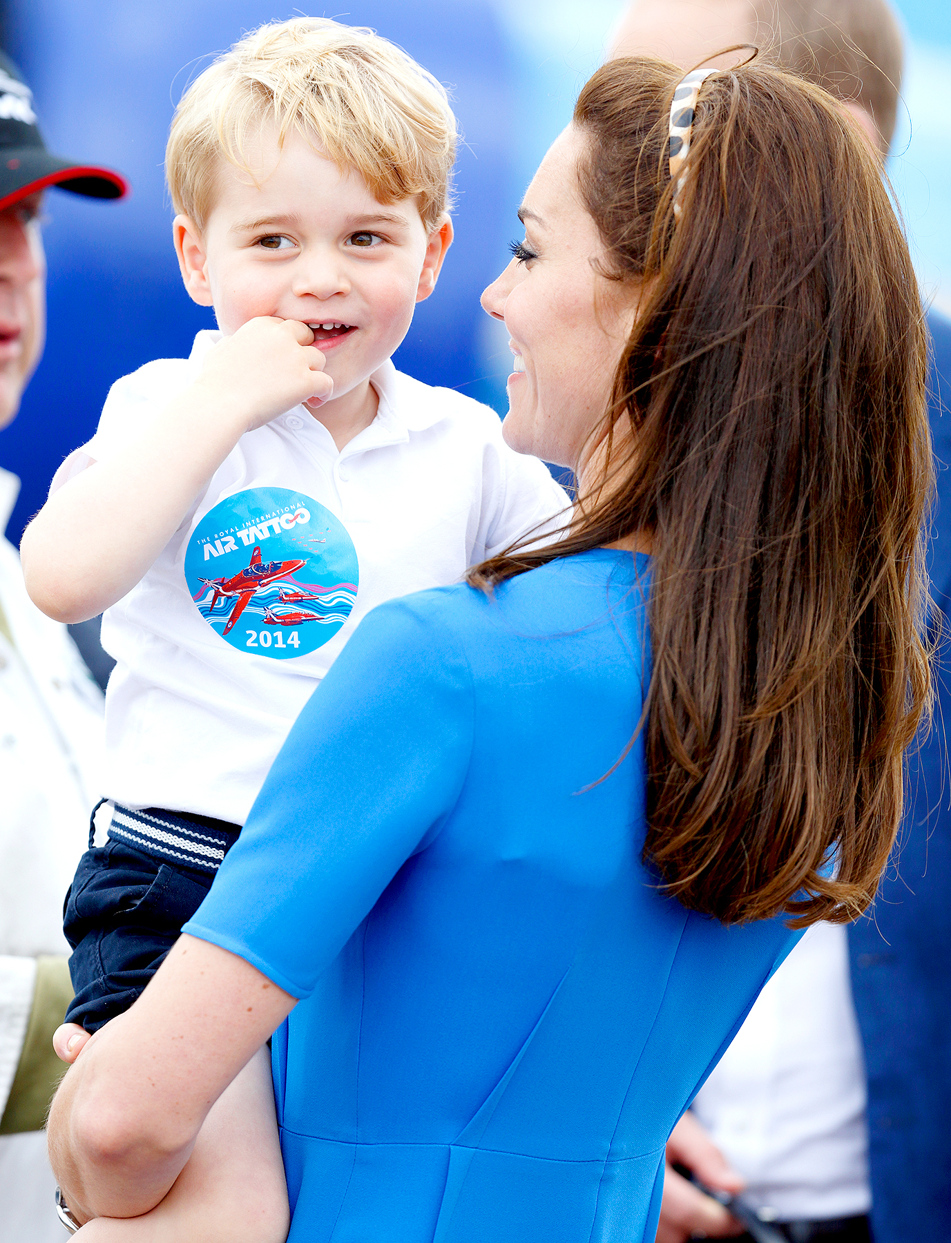 Prince George of Cambridge and Catherine, Duchess of Cambridge visit the Royal International Air Tattoo at RAF Fairford on July 8, 2016 in Fairford, England.