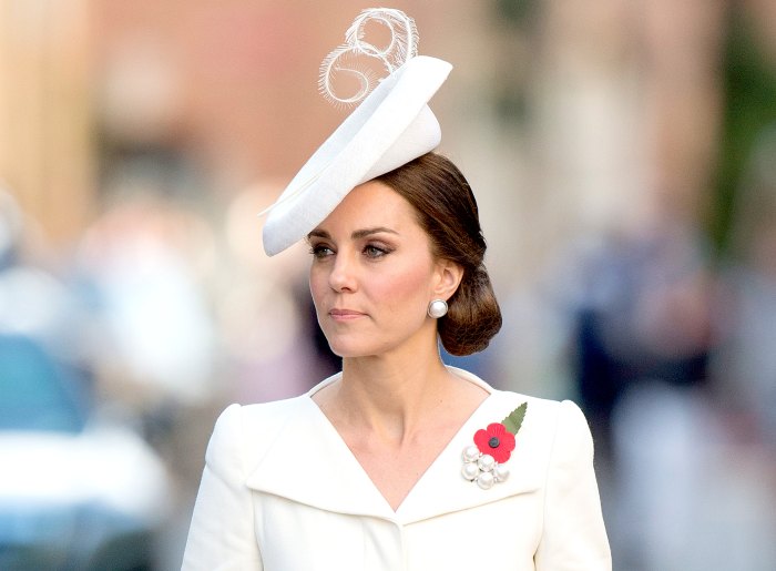 Catherine, Duchess of Cambridge attends the Last Post ceremony at the Commonwealth War Graves Commission Ypres (Menin Gate) Memorial on July 30, 2017 in Ypres, Belgium.