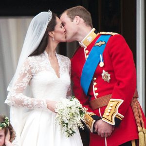 Kate Middleton and Prince William wedding kiss