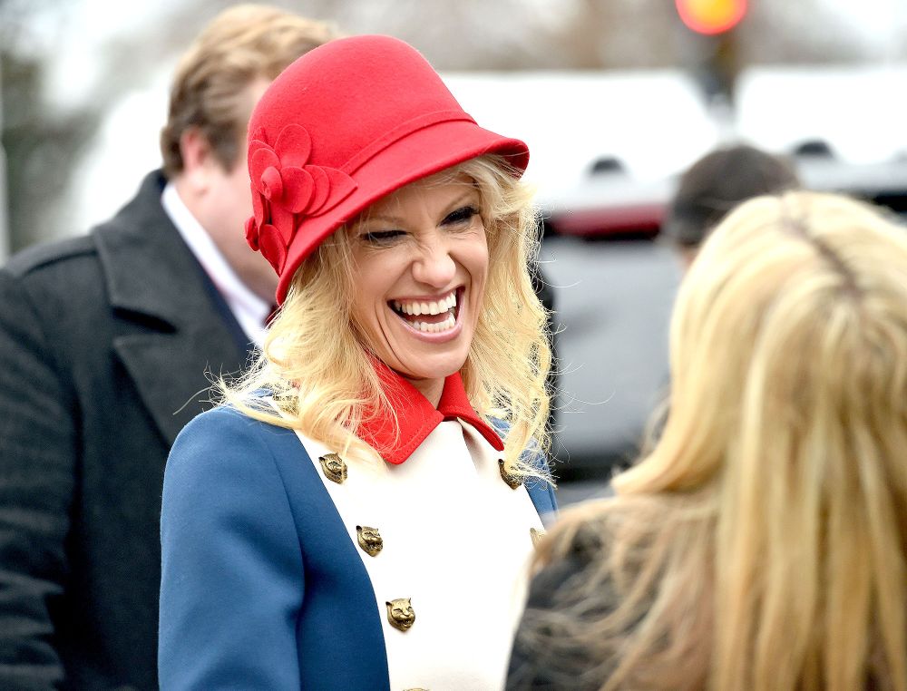 Kellyanne Conway, appointed as Counselor to the President by US President-elect Donald Trump, leaves St. John's Episcopal Church on January 20, 2017, before Trump's inauguration.