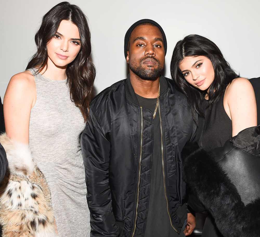 Kendall Jenner, Kanye West, Kylie Jenner at the Kendall & Kylie Collection launch event.