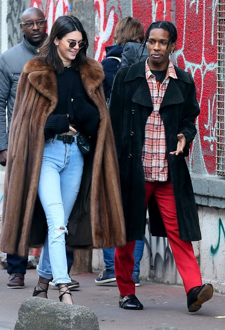 Kendall Jenner with A$AP Rocky at a flea market on Jan. 22, 2017, in Paris.