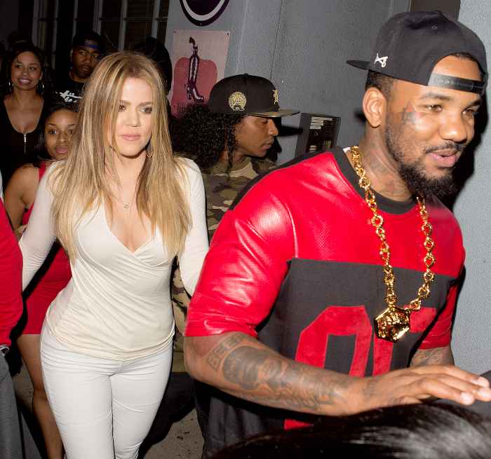 Khloe Kardashian holds hands with rapper The Game as they take Kris Jenner to Tru Night club in Hollywood, CA in 2014.
