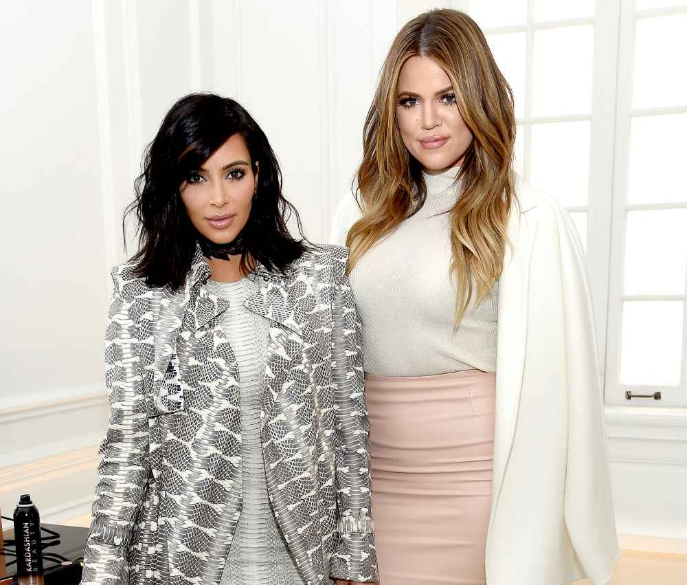 Kim Kardashian West and Khloe Kardashian celebrate the launch of Kardashian Beauty at Academy Mansion on February 10, 2015 in New York City.