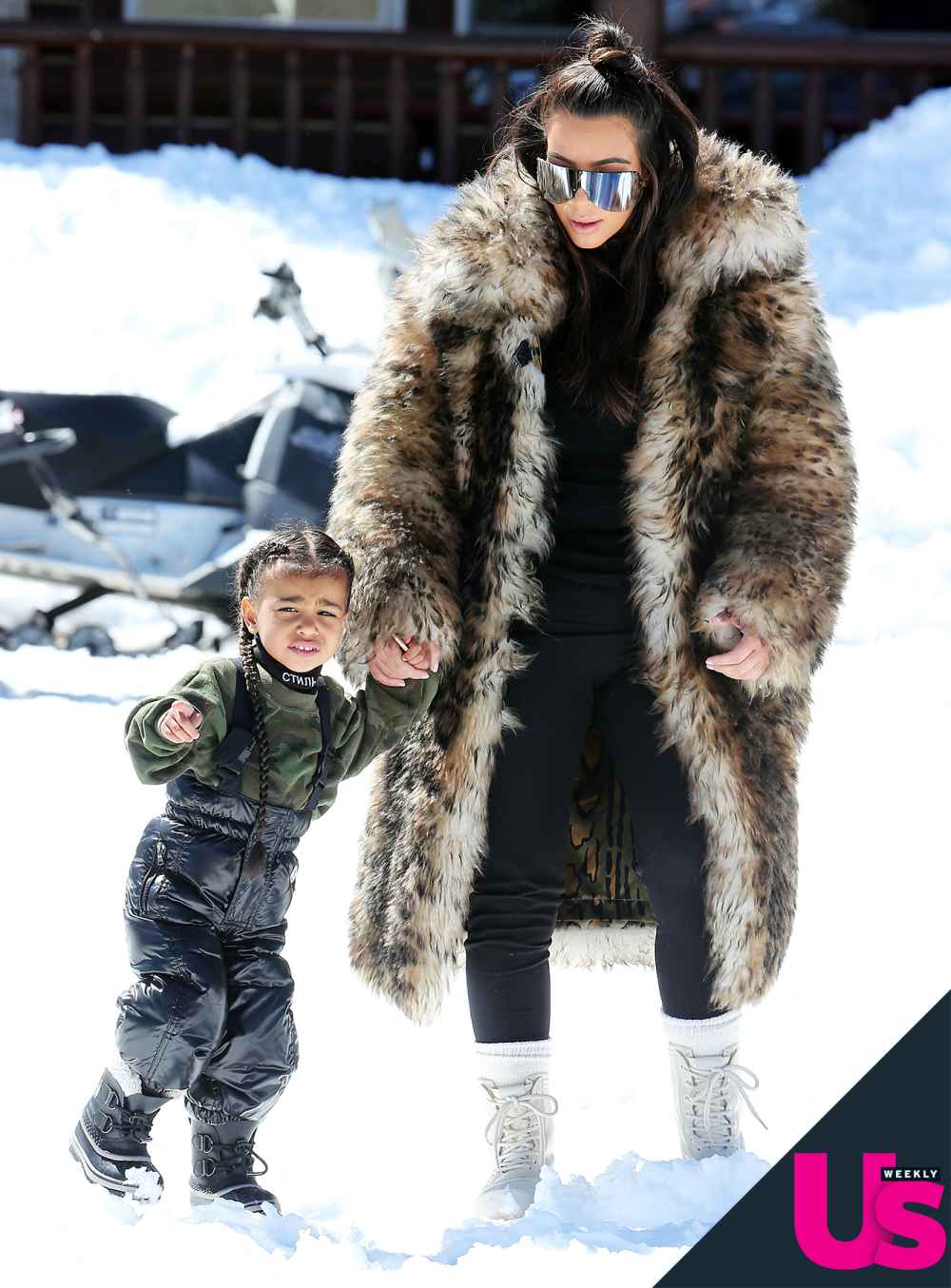 Kim Kardashian and North West in Vail, CO, on April 6, 2016.