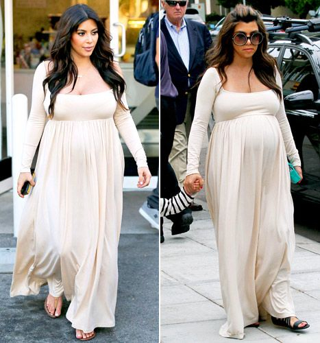 Kim & Courtney wear the same maternity dress