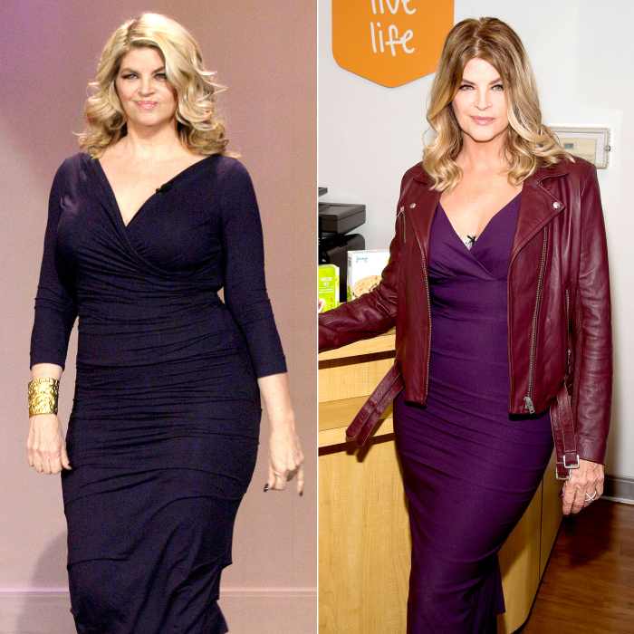 Kirstie Alley in December 2013 (L) and in February 2016
