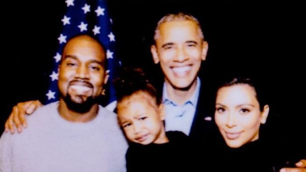 Kanye West, North West, Kim Kardashian and Barack Obama