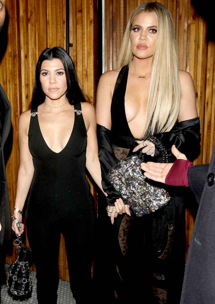 Kourtney Kardashian and Khloe Kardashian leave The Nice Guy after celebrating Gigi Hadid's birthday.