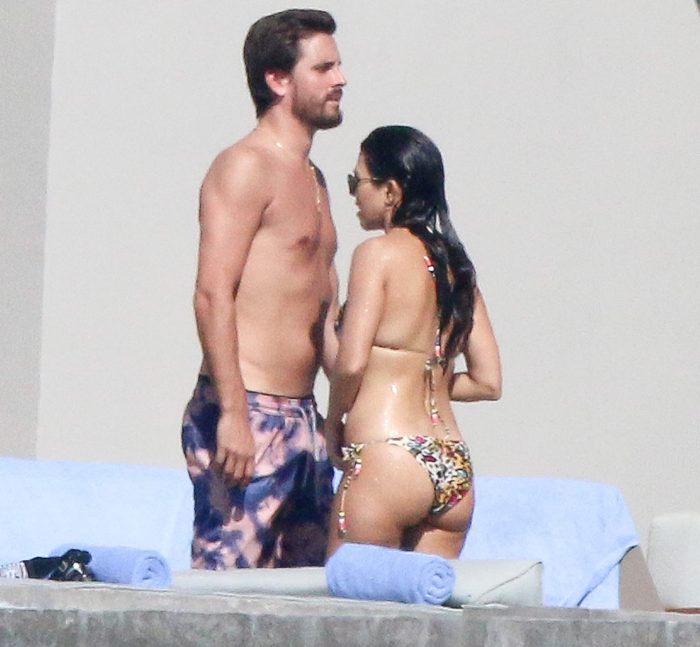 Kourtney Kardashian and Scott Disick arrive at the Los Cabos airport on a private flight to spend a romantic weekend together.