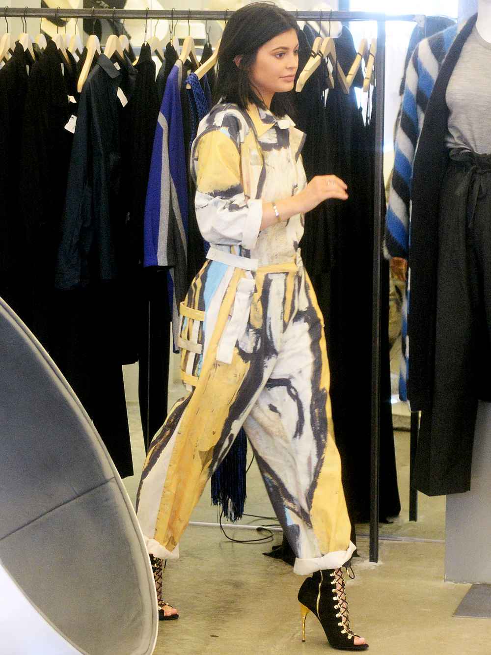 Kylie Jenner and Hailey Baldwin are seen shopping on a blustery day in Miami Beach on December 6.