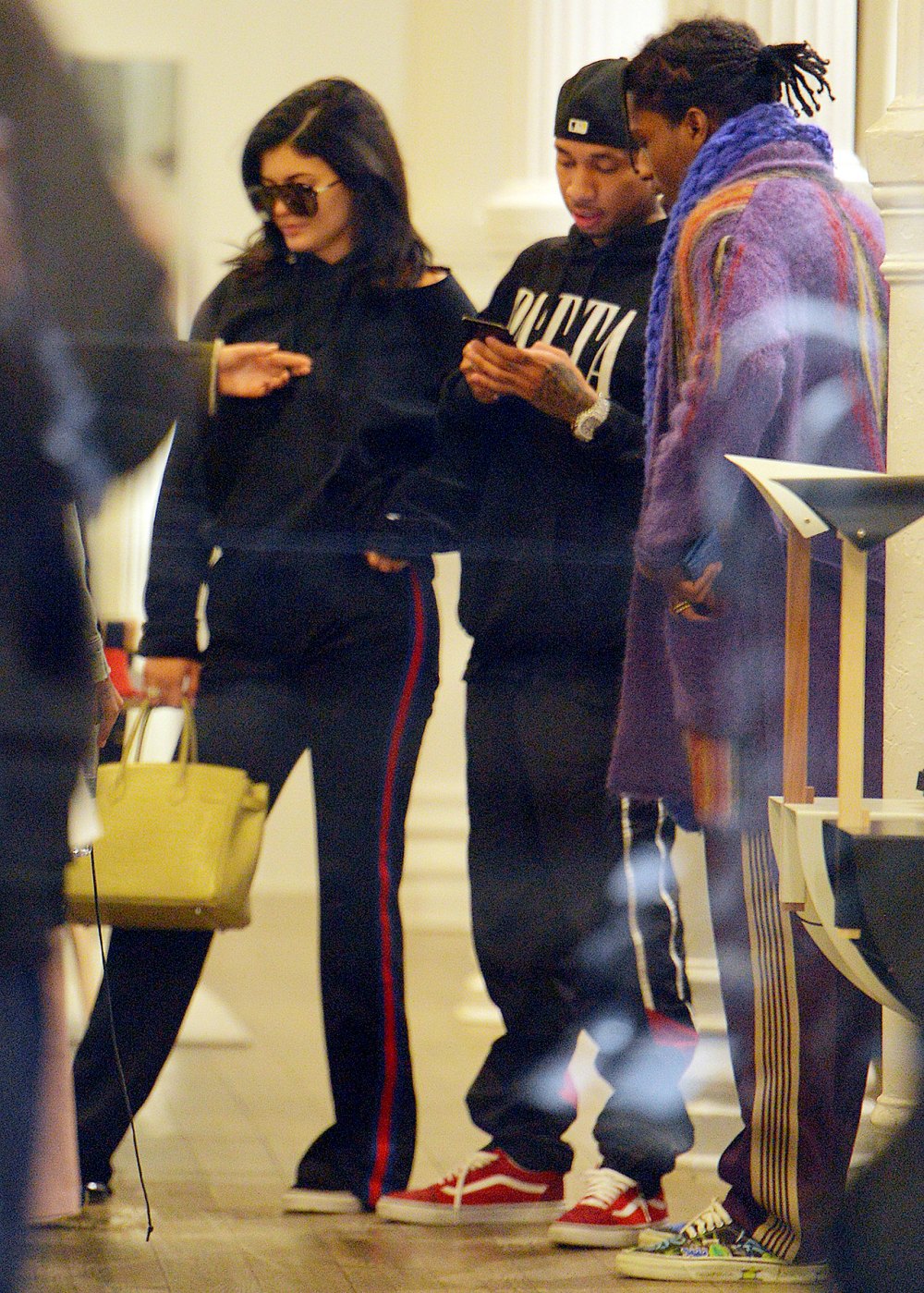 Kylie Jenner, Tyga, and A$AP Rocky (from left) are seen shopping in Manhattan on January 17, 2017 in New York City.