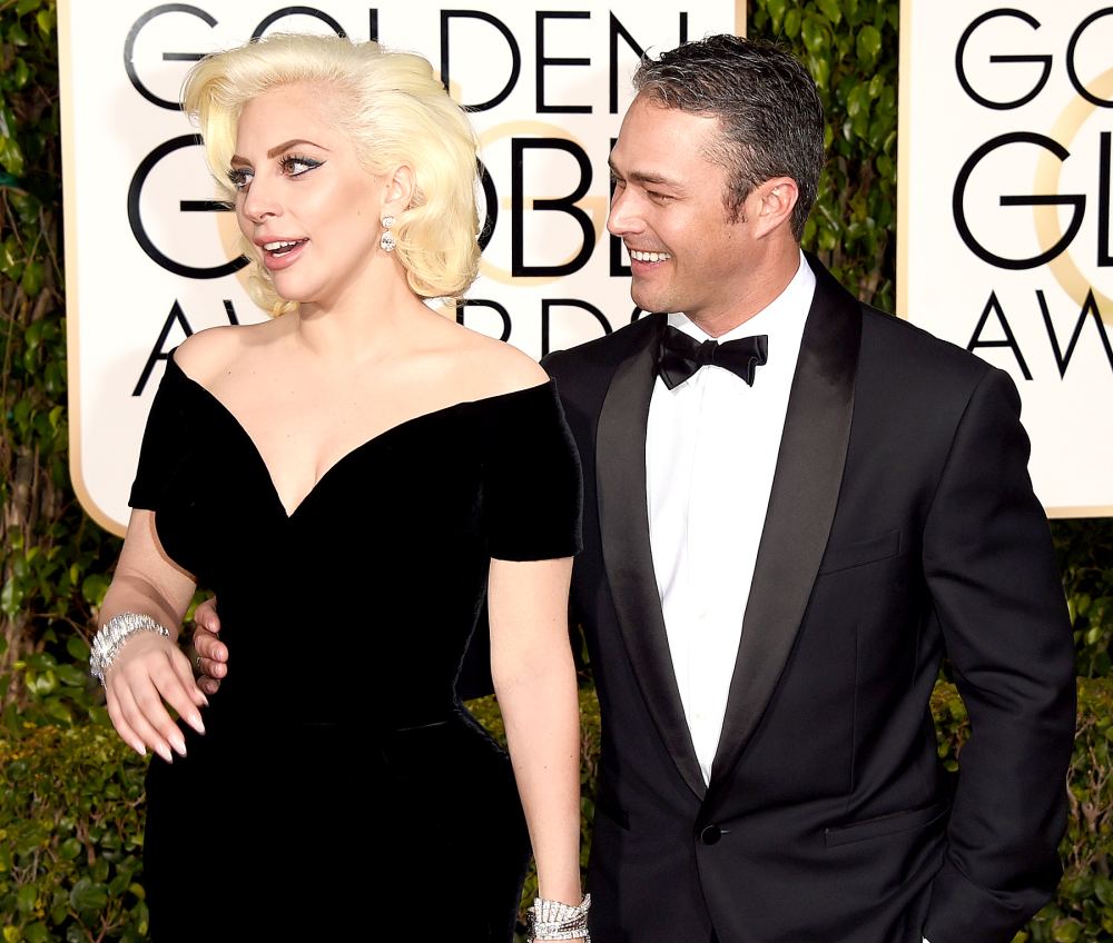 Lady Gaga and Taylor Kinney attend the 73rd Annual Golden Globe Awards.