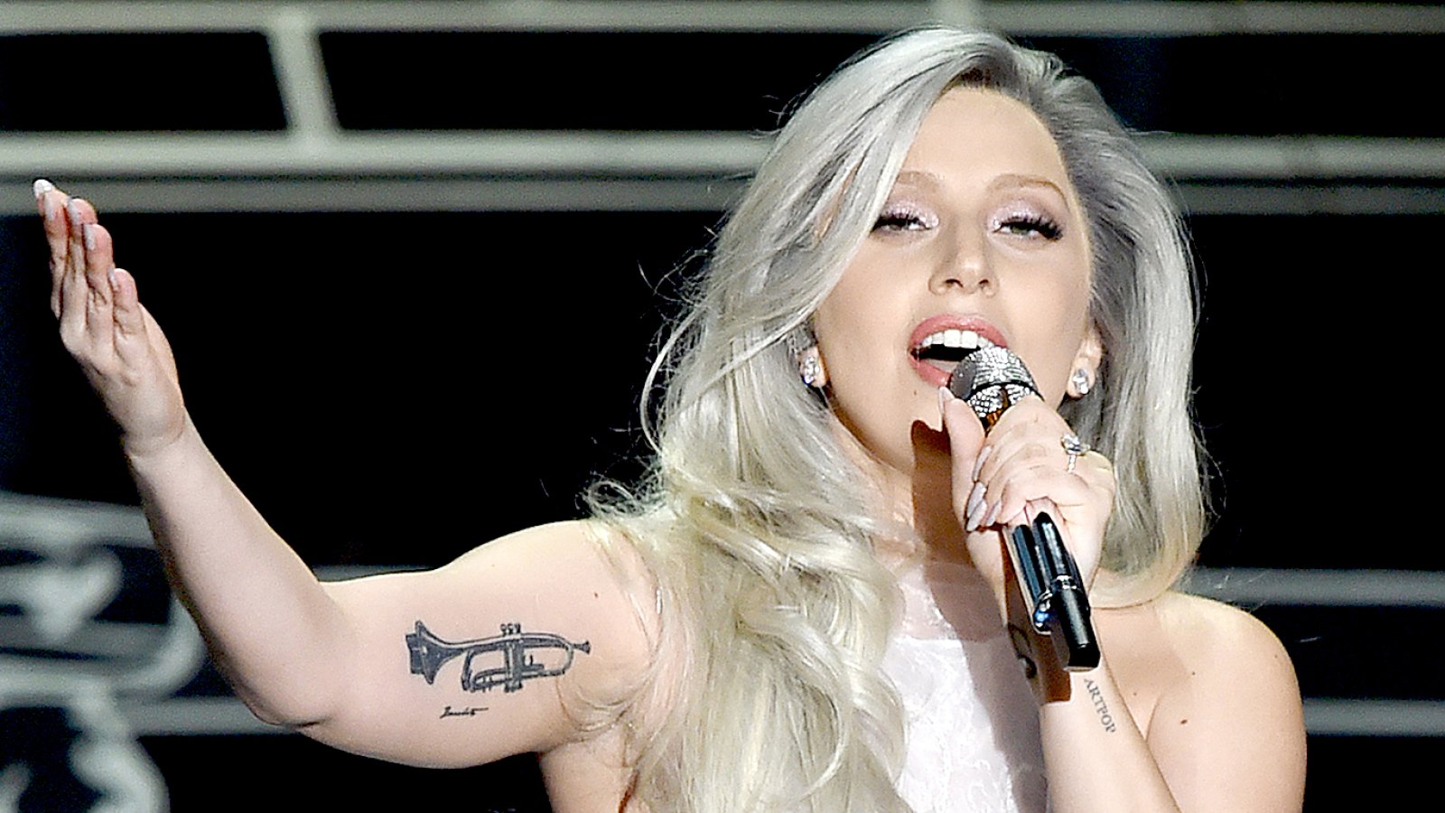 Lady Gaga performs onstage during the 87th Annual Academy Awards.