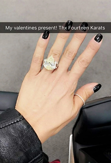 Larsa Pippen Snapchat ring Valentine's Day present