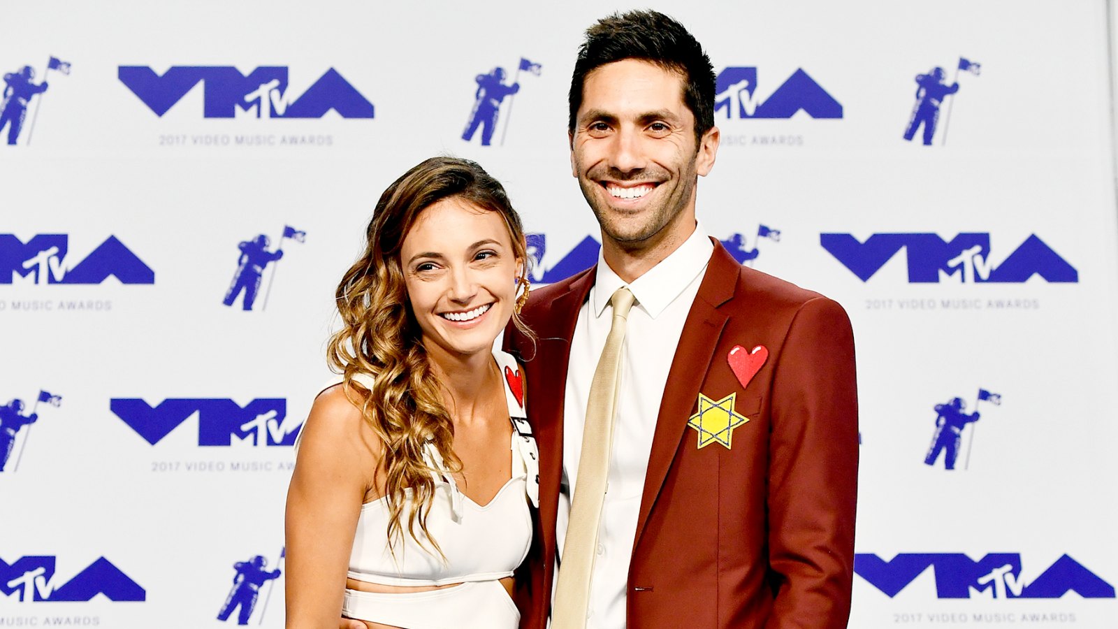Laura Perlongo and Nev Schulman attend the 2017 MTV Video Music Awards at The Forum on August 27, 2017 in Inglewood, California.