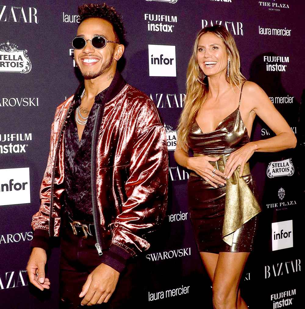 Lewis Hamilton and Heidi Klum attend the 2017 Harper ICONS party at The Plaza Hotel on September 8, 2017 in New York City.