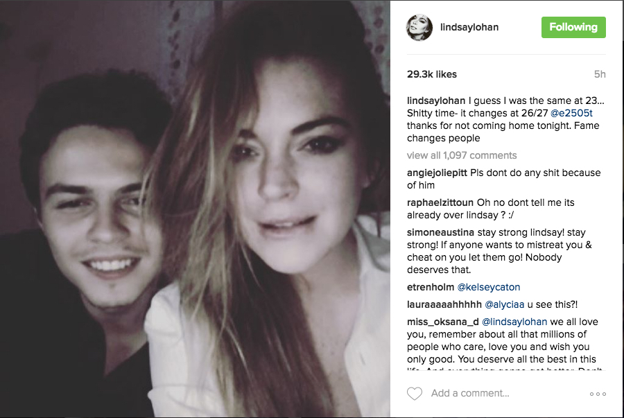 Lindsay Lohan accused her fiance of cheating