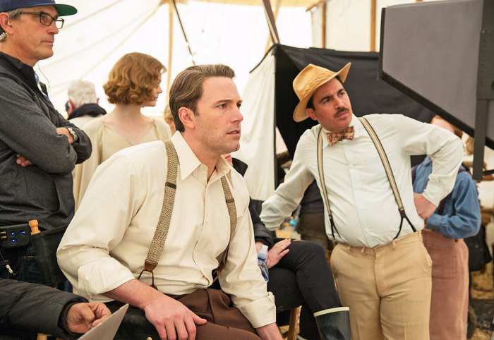 Writer/Director Ben Affleck and Chris Messina on the set of 'Live by Night' casey movie film