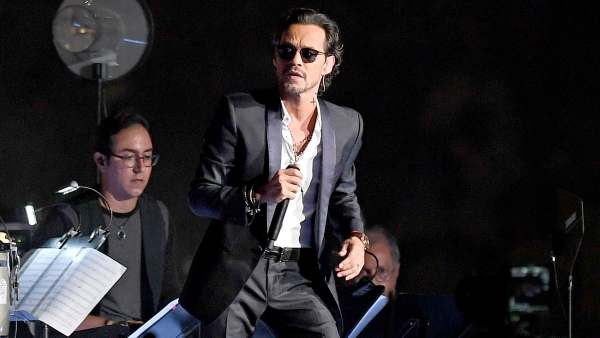 Marc Anthony performs during half time as Barcelona Vs Real Madrid at the International Champions Cup friendly match at Hard Rock Stadium on July 29, 2017.