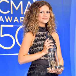 Maren Morris poses for a photo in the press room during the 50th annual CMA Awards at the Bridgestone Arena on November 2, 2016 in Nashville, Tennessee.
