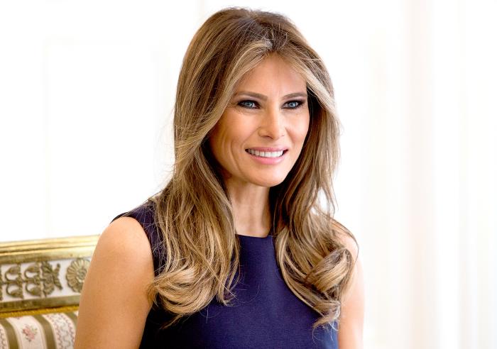 First Lady Melania Trump is pictured during a meeting with Polish President's wife Agata Kornhauser-Duda (Unseen) at the Belvedere Palace in Warsaw on July 6, 2017.