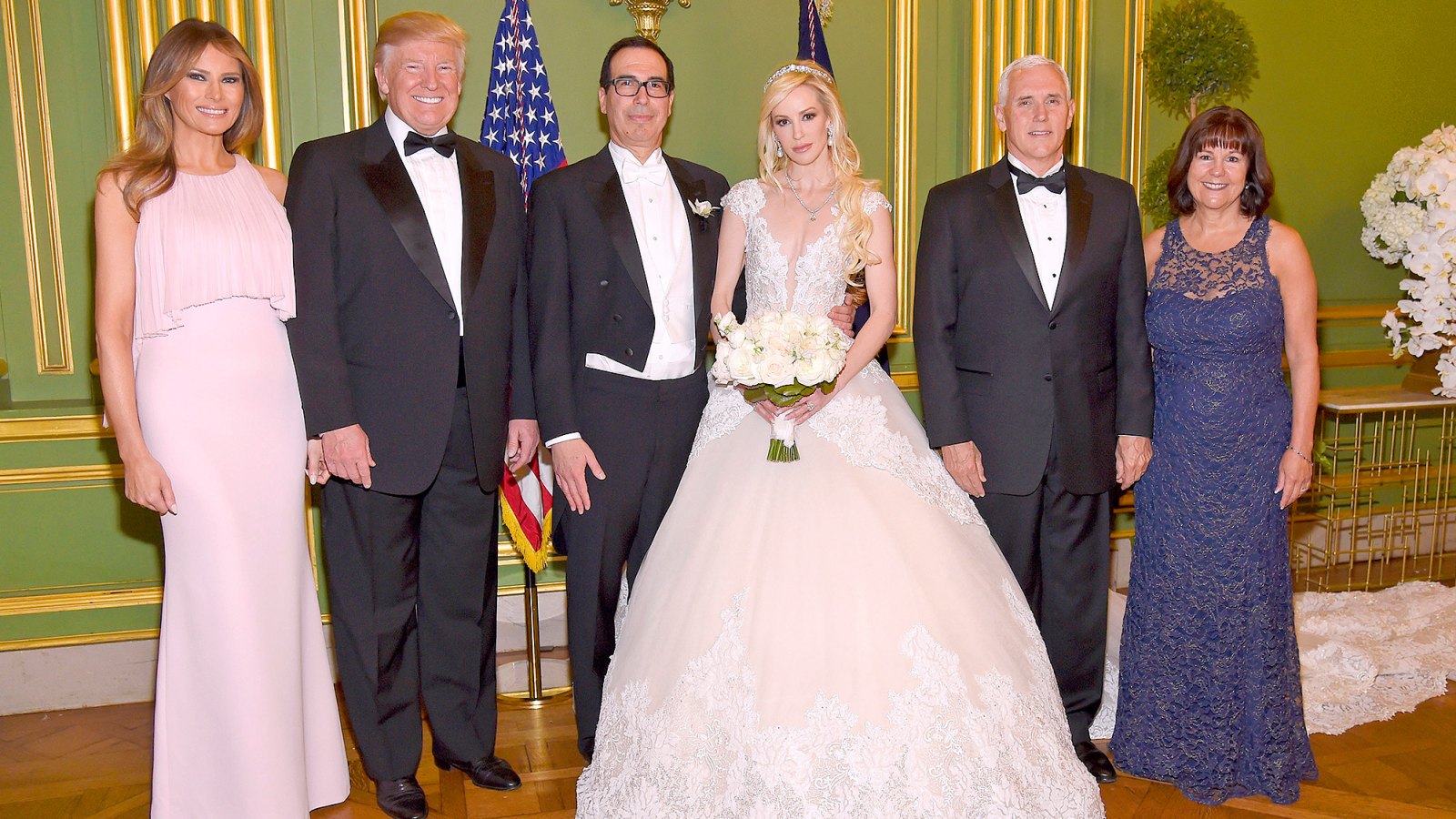 Melania Trump, Donald Trump, Steven Mnuchin, Louise Linton, Mike Pence and Karen Pence
