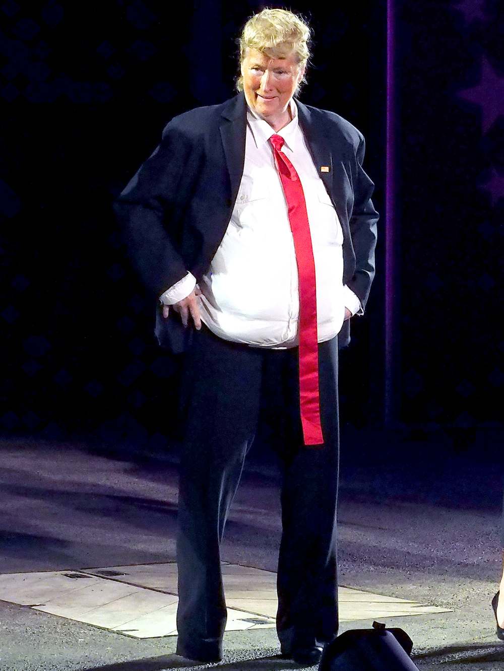 Meryl Streep, dressed as Donald Trump, performs onstage at the 2016 Public Theater Gala at Delacorte Theater on June 6, 2016 in New York City.