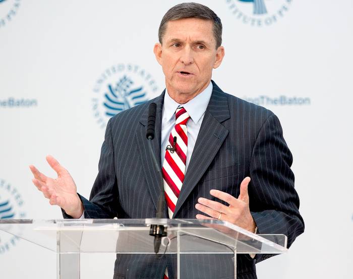 Michael Flynn speaks during a conference on the transition of the US Presidency from Barack Obama to Donald Trump at the US Institute Of Peace in Washington DC, January 10, 2017.