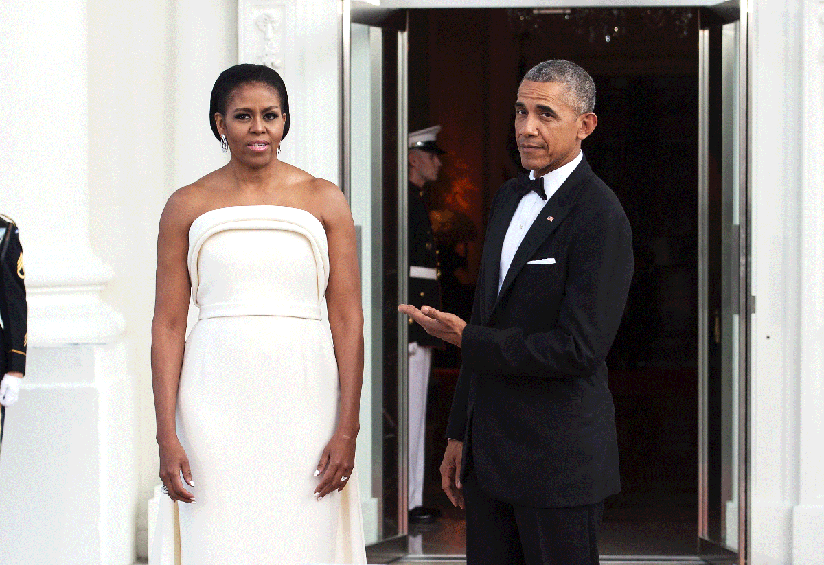 Michelle Obama Stuns in Cream Column Dress at State Dinner: Photos ...