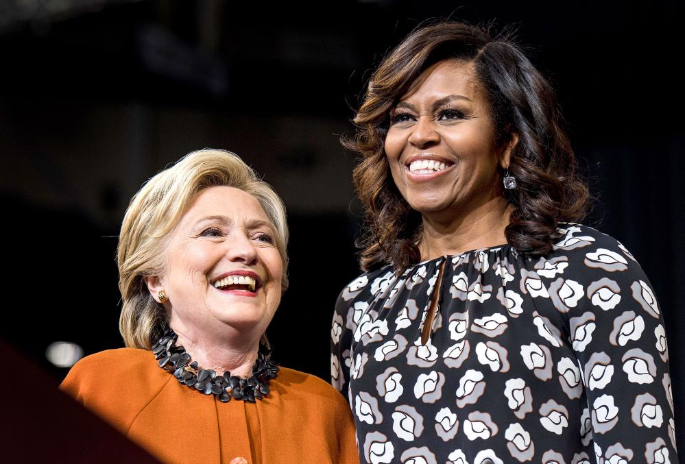 Hillary Clinton campaigns in North Carolina with First Lady Michelle Obama in Winston-Salem, North Carolina Thursday October 27, 2016.