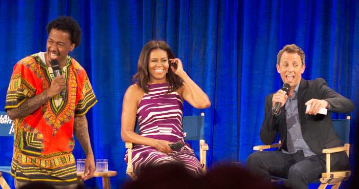 Michelle Obama, Seth Meyers and Nick Cannon