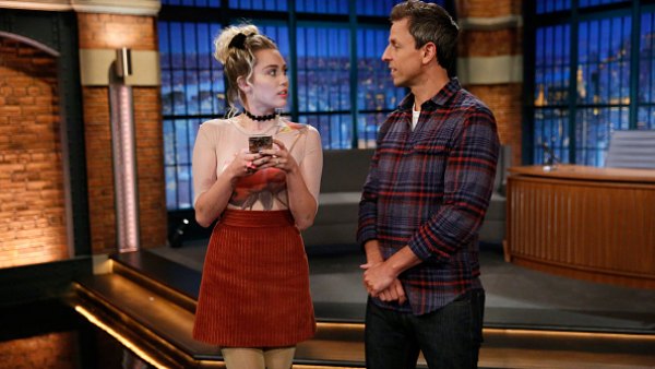 Miley Cyrus and Seth Meyers