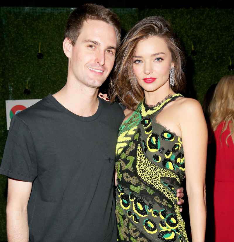 Evan Spiegel and Model Miranda Kerr attend the Republic Records Grammy Celebration on February 15, 2016 in Los Angeles, California.