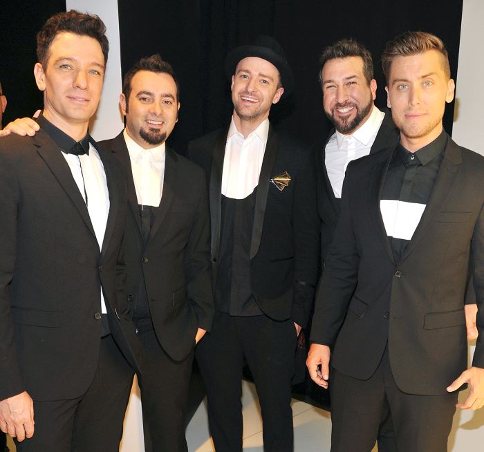 JC Chasez, Chris Kirkpatrick, Justin Timberlake, Joey Fatone and Lance Bass of N'Sync attends the 2013 MTV Video Music Awards at the Barclays Center on August 25, 2013 in the Brooklyn borough of New York City.