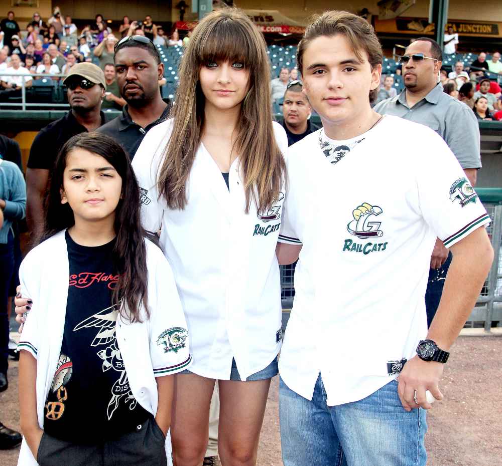 Prince Michael Jackson II, Paris Jackson and Prince Jackson attend the St. Paul Saints Vs. The Gary SouthShore RailCats baseball game at U.S. Steel Yard on August 30, 2012 in Gary, Indiana.