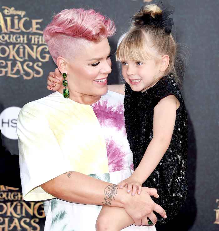 Pink and daughter Willow Sage Hart arrive at the premiere of Disney's 'Alice Through The Looking Glass' at the El Capitan Theatre on May 23, 2016 in Hollywood, California.