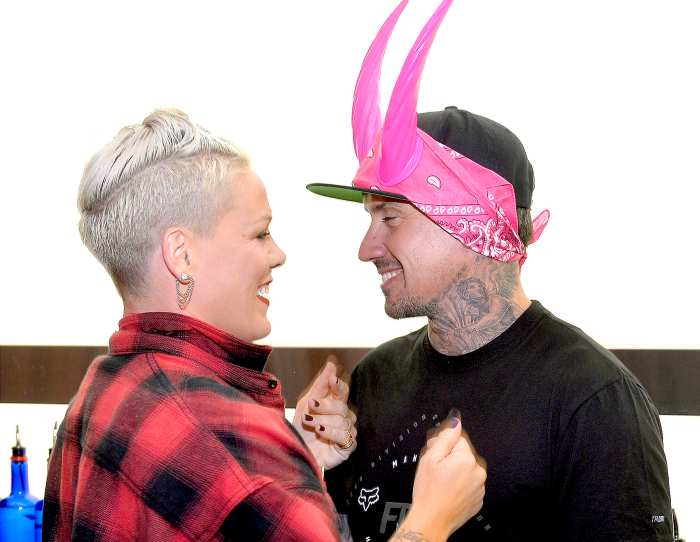 Pink and Carey Hart attend a surprise event in support of Carey Hart's Good Ride Rally benefiting Infinite Hero Foundation at The D Bar, at the D Las Vegas on October 5, 2017 in Las Vegas, Nevada.