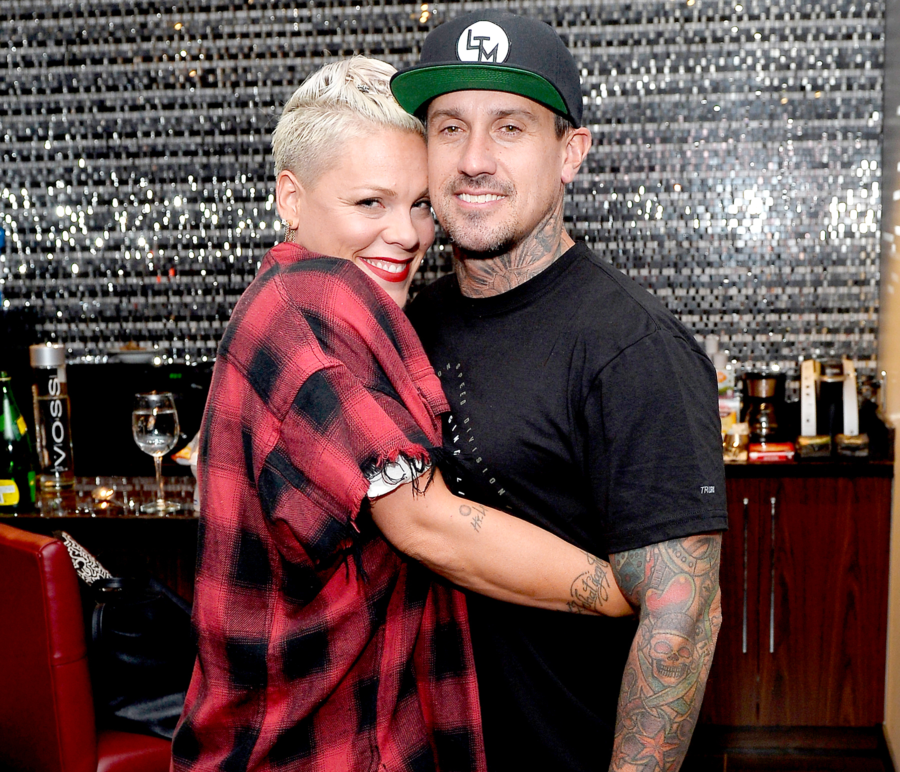 Pink and Carey Hart attend a surprise event in support of Carey Hart's Good Ride Rally benefiting Infinite Hero Foundation at The D Bar, at the D Las Vegas on October 5, 2017 in Las Vegas, Nevada.