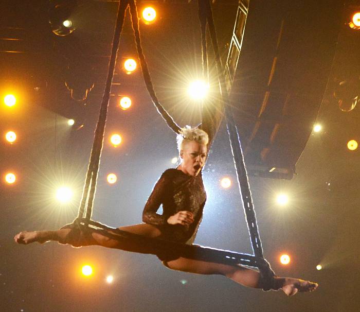 Pink trapeze Grammys 2014